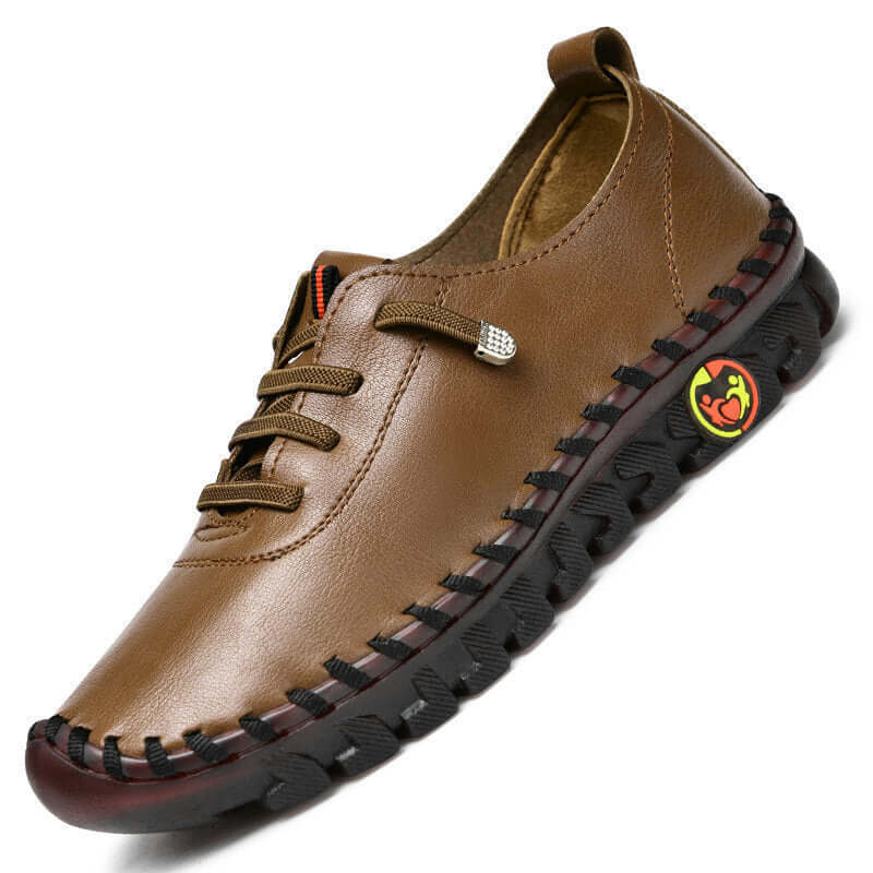 Ayla® chaussures orthopédiques ultra souples en cuir de première qualité, couleur brun, avec semelle flexible.