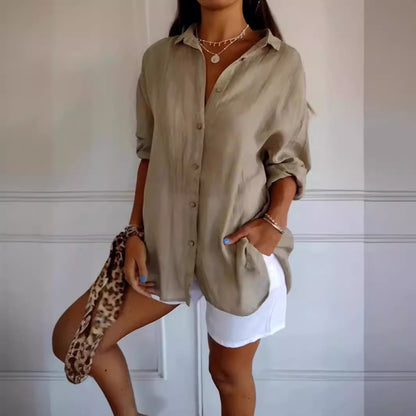 Chemise Col Rabattu à Manches Longues