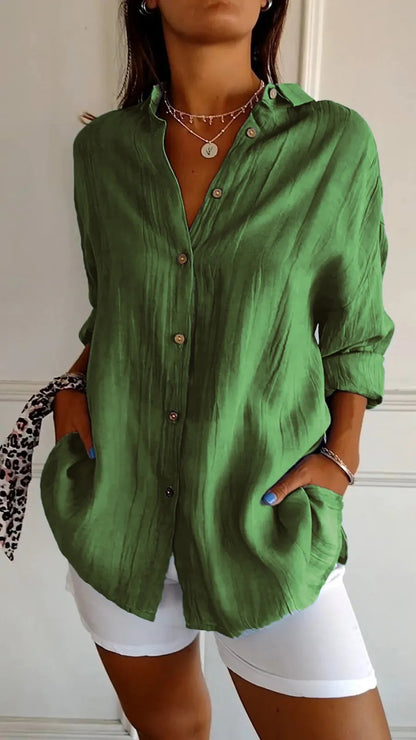 Chemise Col Rabattu à Manches Longues