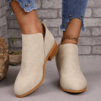 Bottines à Talons Épais et Bout Pointu