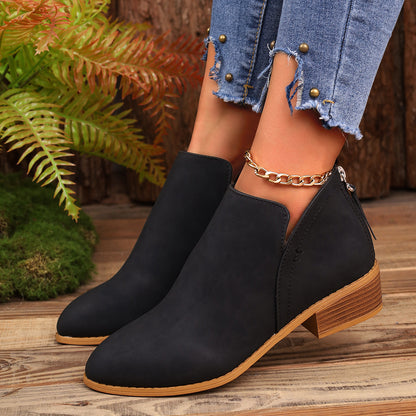 Bottines à Talons Épais et Bout Pointu