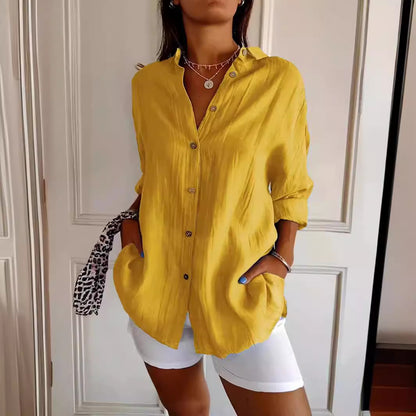 Chemise Col Rabattu à Manches Longues